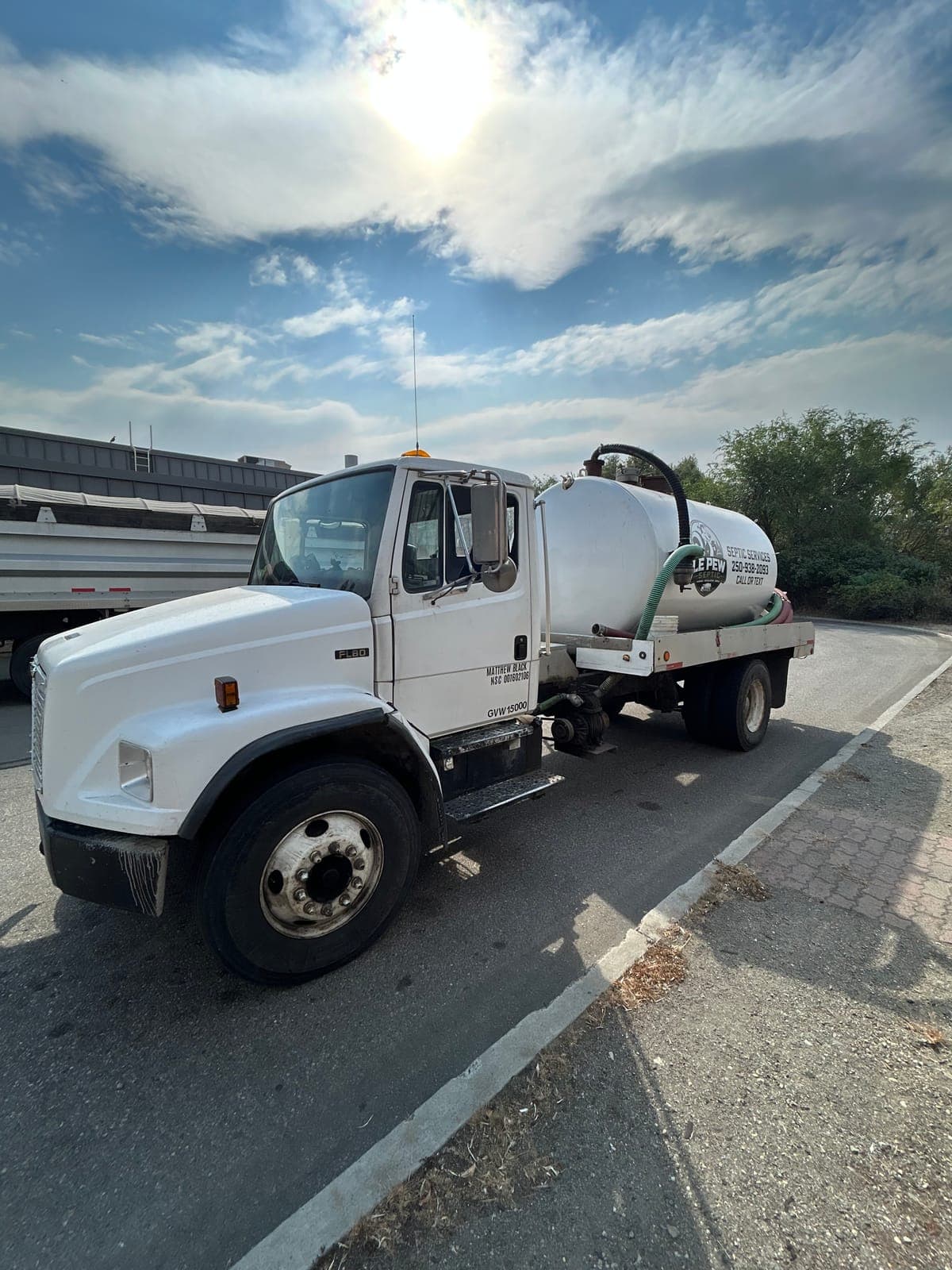 Le Pew Septic pump truck on a North Okanagan back road